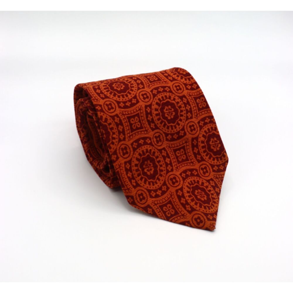 Vintage Diamond’s of Northeastern Ohio Wool Necktie – Orange Geometric